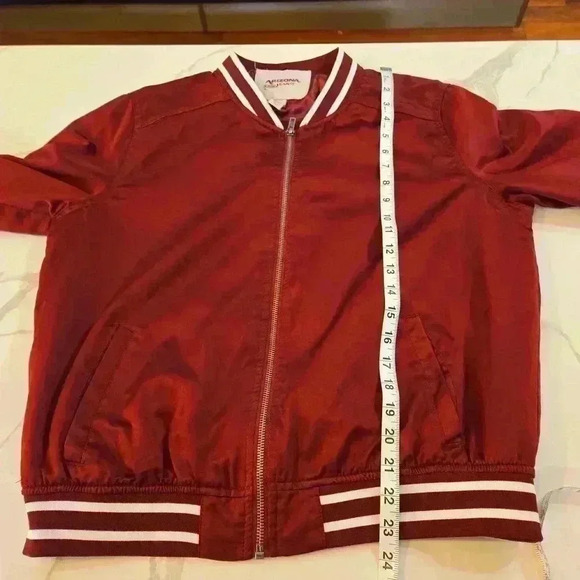 Arizona Jean Company Womens Y2K 2000s Satin Bomber Jacket Maroon Size Large - Picture 11 of 11